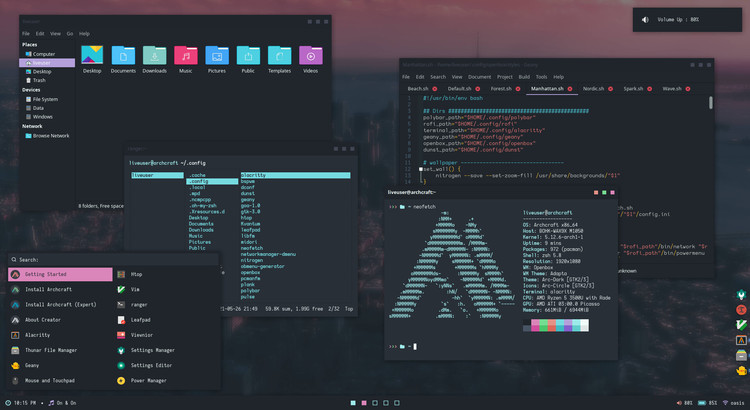 Archcraft es otra estúpida y sensual distro Linux minimalista basada en Arch que luce simplemente fenomenal